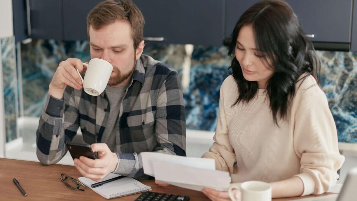 married couple having family talk