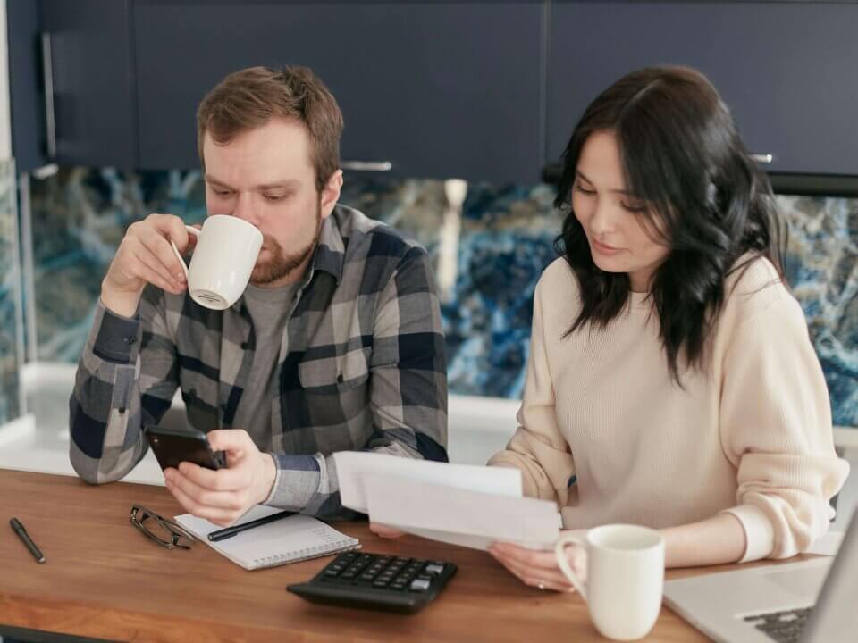 married couple having family talk